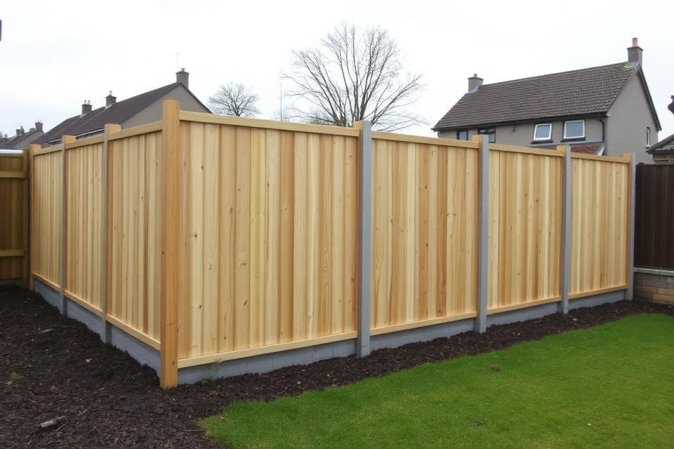 New timber panel fence with concrete posts installed in an Ayrshire residential garden